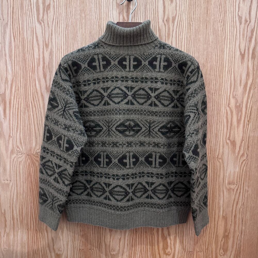 Vintage Polo Ralph Lauren Turtleneck Sweater Gray Brown Men's L Geometric